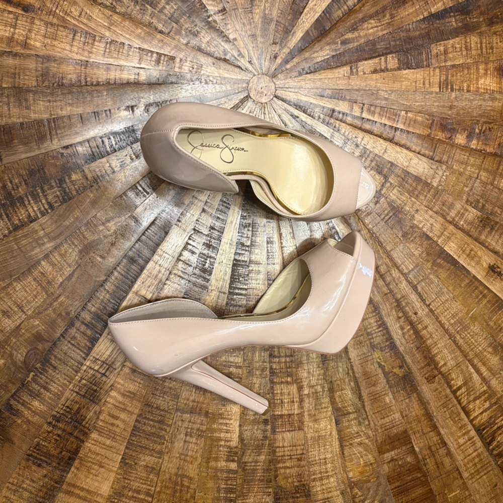 Jessica Simpson Beige Peep Toe Heels